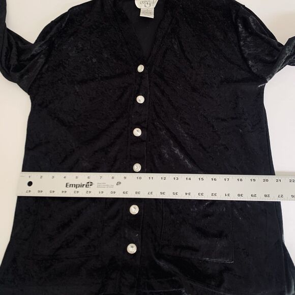 Vintage Velvet Jacket Cardigan Black Size 8 Jewel Button Whimsigoth Glam Holiday - Picture 7 of 8